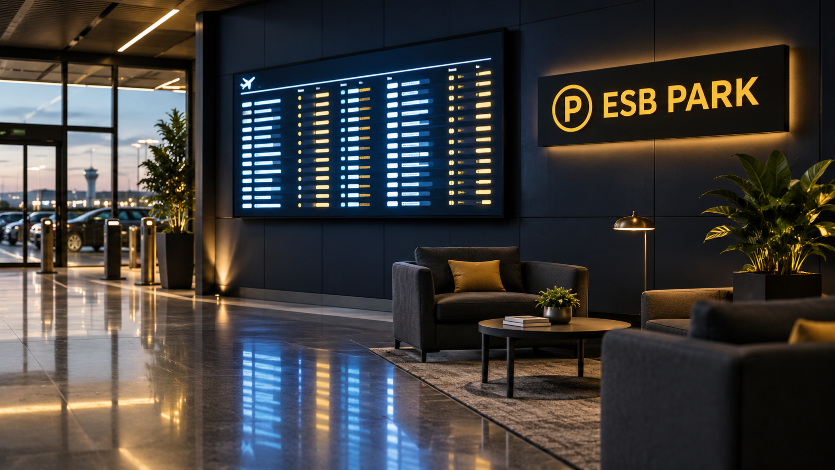 ESB Park lobi uçuş takip ekranı